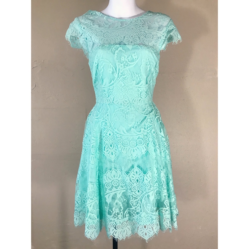 Seafoam 'Rhianna' Illusion Lace Fit & Flare Dress